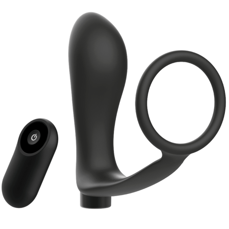 Addicted Toys - Penisring mit Fernbedienung Analplug Schwarz Wiederaufladbar