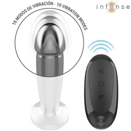 Intense - Anal Plug 10 Vibrationen Metalldildo mit Fernbedienung S
