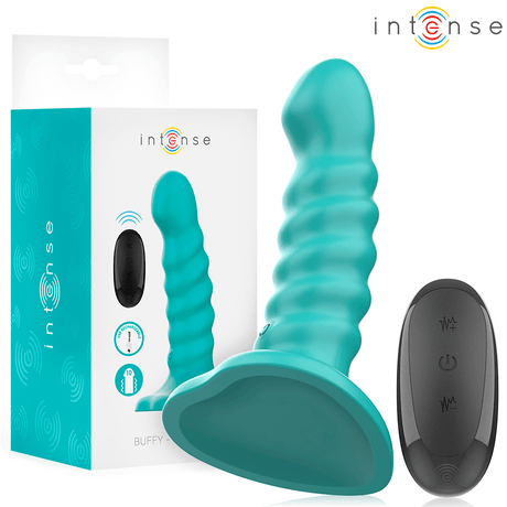 Intense - Buffy Vibrator Grösse S Spirale Design 10 Vibrationen Blau Fernbedienung