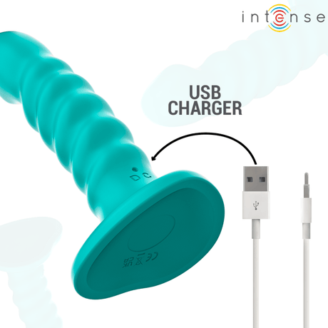 Intense - Buffy Vibrator Grösse S Spirale Design 10 Vibrationen Blau Fernbedienung