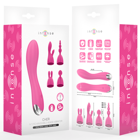 Intense - Cher Vibrator mit 20 Muster und Austauschbaren Aufsätzen