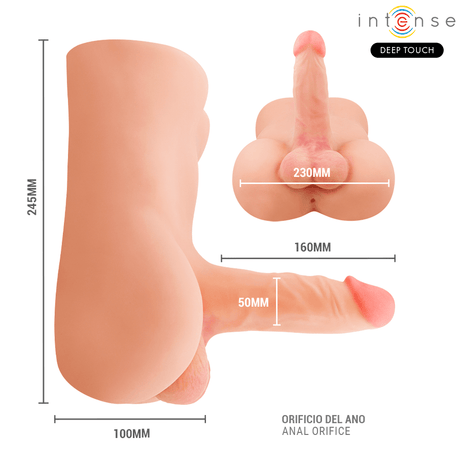 Intense Deep Touch - Damien-Torso mit Realistischem Dildo mit Druck- und Vibrationsfunktion, Fernbedienung, 3,5 kg