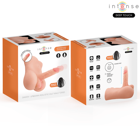 Intense Deep Touch - Damien-Torso mit Realistischem Dildo mit Druck- und Vibrationsfunktion, Fernbedienung, 3,5 kg