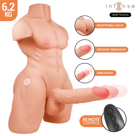 Intense Deep Touch - Marty-Torso mit Anus und Realistischem Dildo mit Druck- und Vibrationsmöglichkeiten, Fernbedienung, 6,2 kg