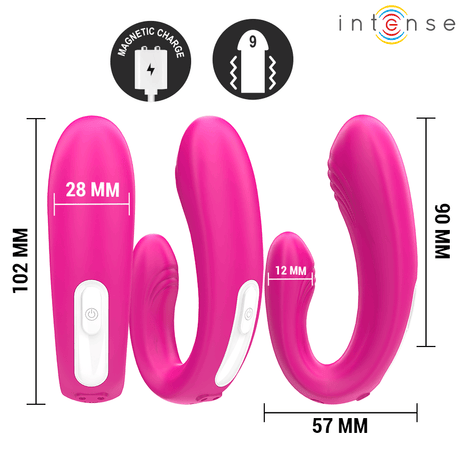 Intense - Janet Doppelter U-Förmiger Stimulator und Vibrator mit Fernbedienung Rosa