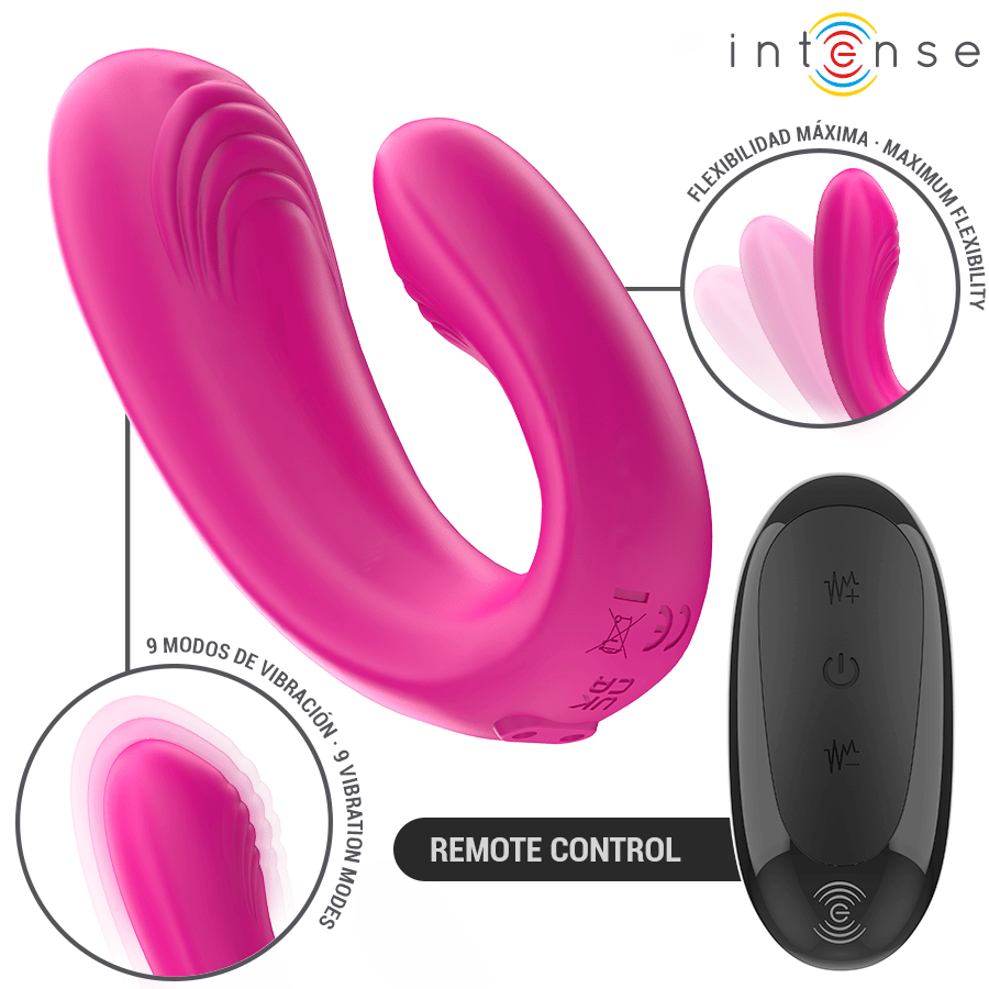 Vibrator Janet Doppelter U-Förmiger Stimulator und mit Fernbedienung Rosa 10,2 cm.1