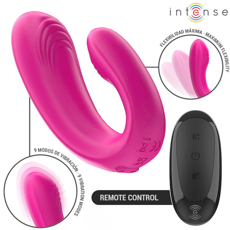 Intense - Janet Doppelter U-Förmiger Stimulator und Vibrator mit Fernbedienung Rosa