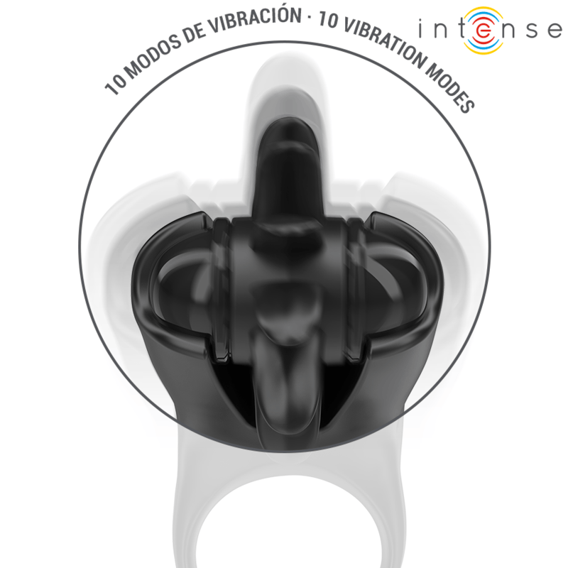 Intense - Mabel Vibrationsring 10 Vibrationen mit Klitorisstimulator Schwarz