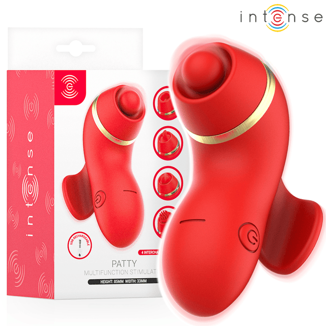 Auflegevibrator Patty-Stimulator mit 4 Aufsätzen Saug- Kletter- Kitzel- und Leckfunktion