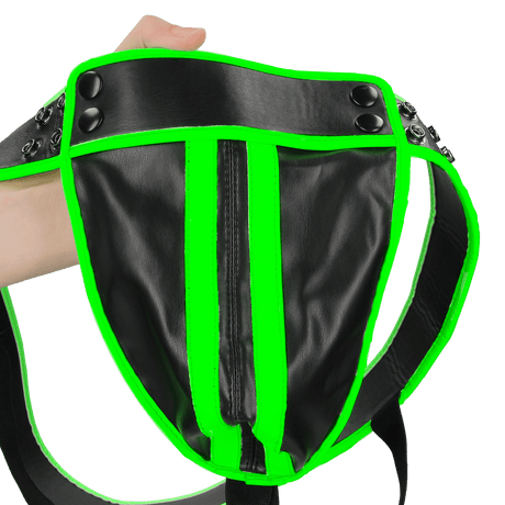Jockstrap Ouch gestreift nachtleuchtend in zwei Größen Grün – Ansicht 14