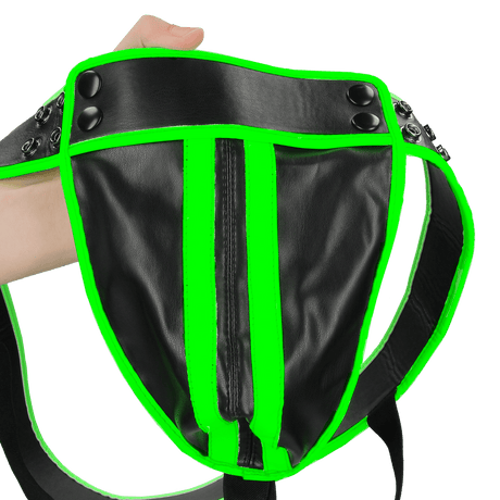Jockstrap Ouch gestreift nachtleuchtend in zwei Größen Grün – Ansicht 7
