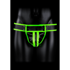 Jockstrap Ouch gestreift nachtleuchtend in zwei Größen Grün