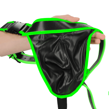 Jockstrap Ouch mit einfachem Bund und Schnalle nachtleuchtend in zwei Größen Grün – Ansicht 7