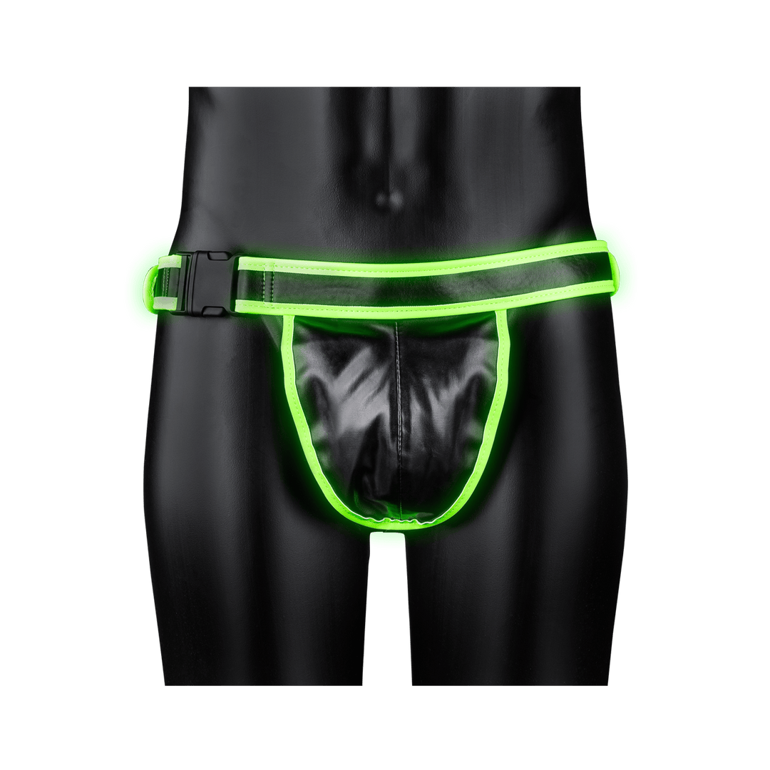 Jockstrap Ouch mit einfachem Bund und Schnalle nachtleuchtend in zwei Größen Grün – Ansicht 5