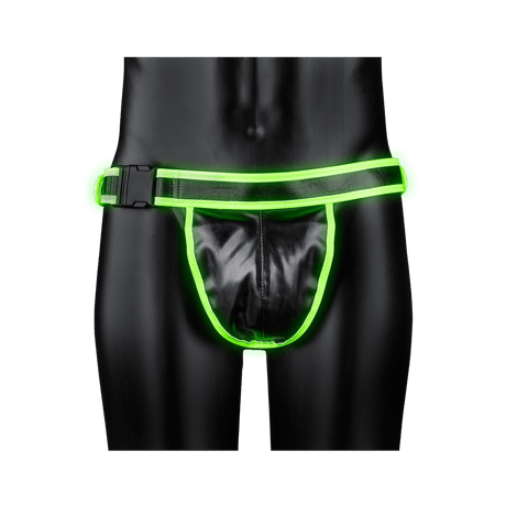 Jockstrap Ouch mit einfachem Bund und Schnalle nachtleuchtend in zwei Größen Grün – Ansicht 5