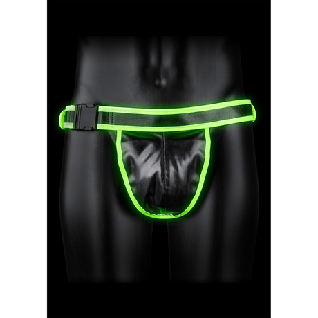 Jockstrap Ouch mit einfachem Bund und Schnalle nachtleuchtend in zwei Größen Grün – Ansicht 8