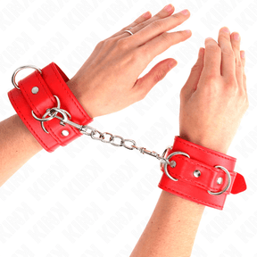 Kink - 3 D-Ring Handgelenkfesseln Verstellbar Rot 17,5-25 cm x 6 cm