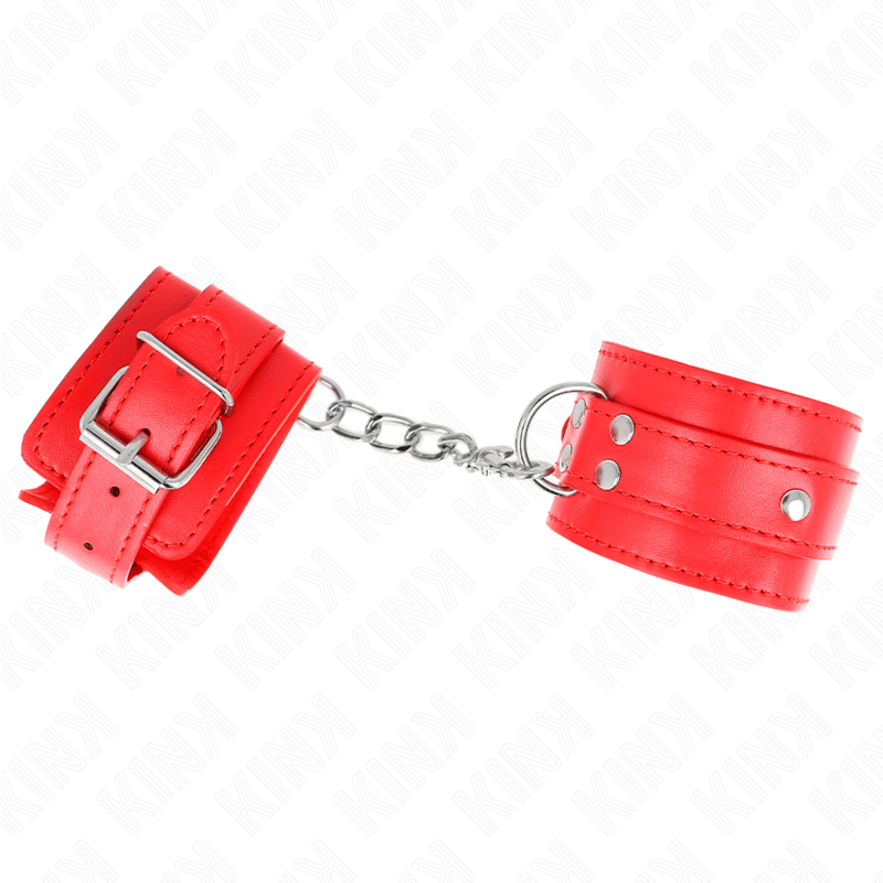 Kink - 3 D-Ring Handgelenkfesseln Verstellbar Rot 17,5-25 cm x 6 cm
