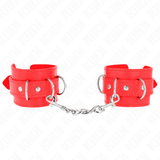 Kink - 3 D-Ring Handgelenkfesseln Verstellbar Rot 17,5-25 cm x 6 cm