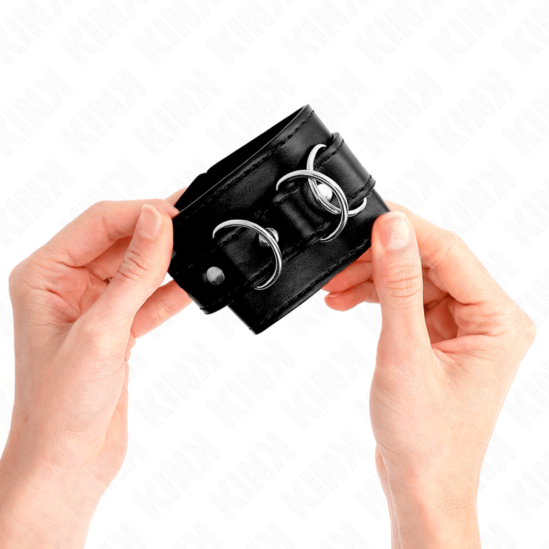 Kink - 3 D-Ring Handgelenkfesseln Verstellbar Schwarz 17,5-25 cm x 6 cm