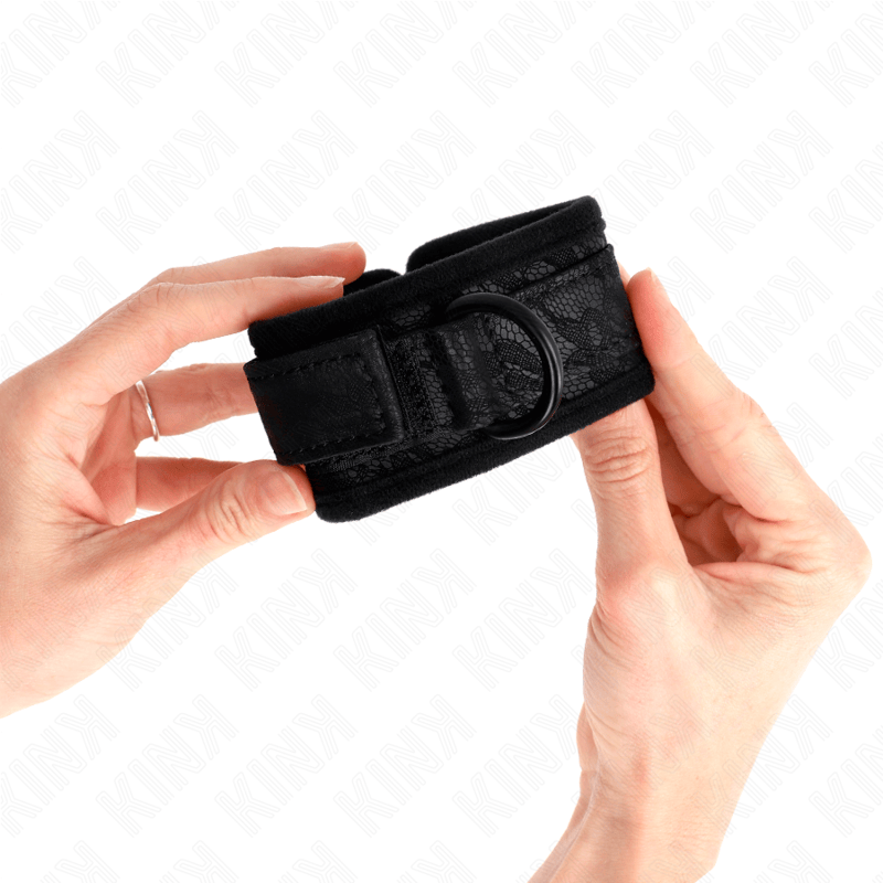 Kink - Dark Lace Cuffs Neoprene Handgelenk Manschetten Verstellbar Schwarz 20-29 cm x 5 cm
