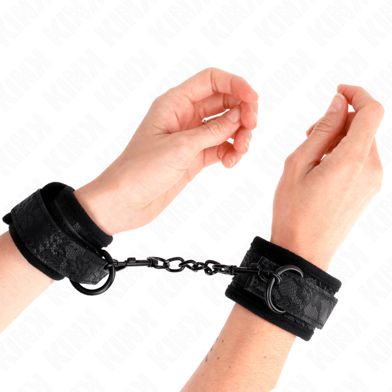 Kink - Dark Lace Cuffs Neoprene Handgelenk Manschetten Verstellbar Schwarz 20-29 cm x 5 cm