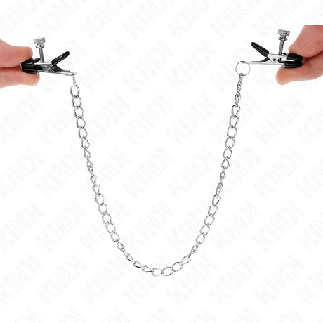 Kink - Flache Kette Nippelklemmen Silber 34 cm
