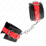 Kink - Handgelenkfesseln Schwarz mit Rotem Gürtel Verstellbar 17-28 cm x 6 cm