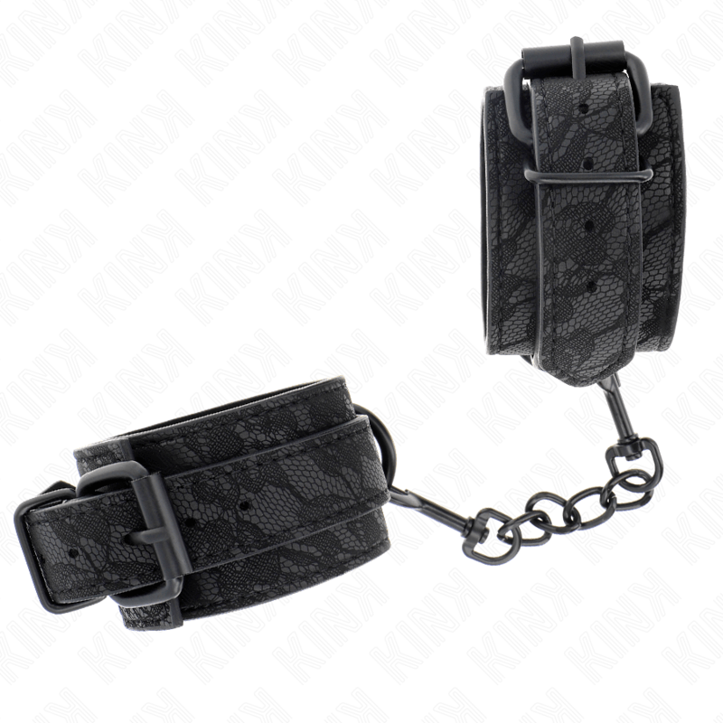Kink - mit Dunkler Spitze Überzogene Handgelenkmanschetten Verstellbar Schwarz 19-26 cm