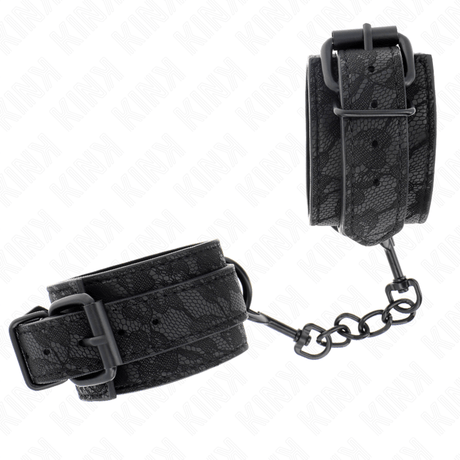 Kink - mit Dunkler Spitze Überzogene Handgelenkmanschetten Verstellbar Schwarz 19-26 cm