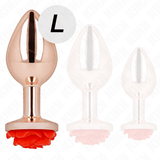 Kink - Rosa Goldener Analstecker mit Roter Rose L