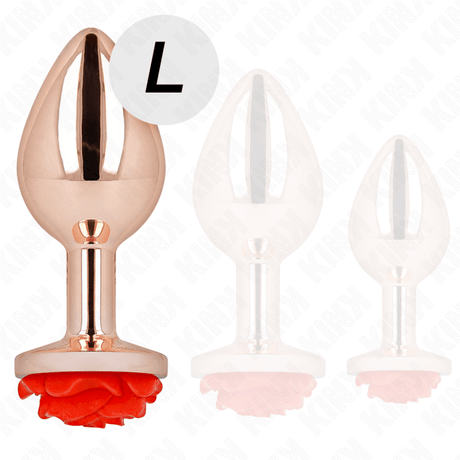 Kink - Rosa Goldener Analstecker mit Roter Rose L