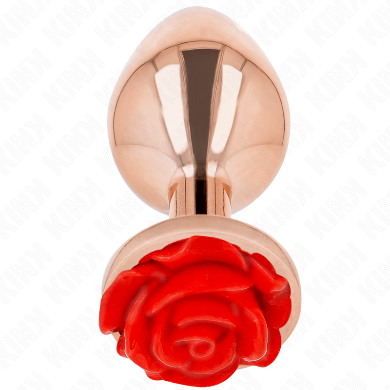 Kink - Rosa Goldener Analstecker mit Roter Rose L