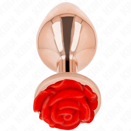 Kink - Rosa Goldener Analstecker mit Roter Rose L