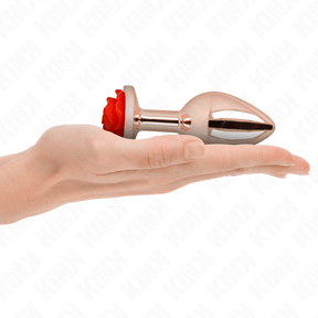 Kink - Rosa Goldener Analstecker mit Roter Rose L