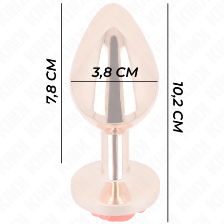 Kink - Rosa Goldener Analstecker mit Roter Rose L