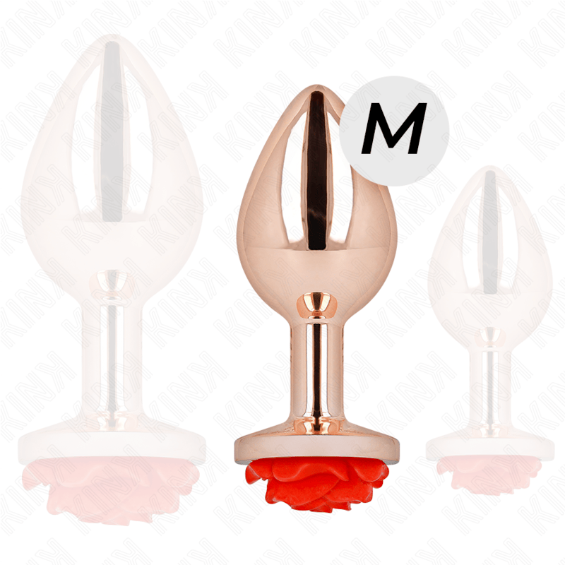 Kink - Rosa Goldener Analstecker mit Roter Rose M