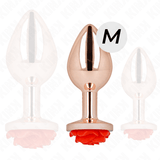Kink - Rosa Goldener Analstecker mit Roter Rose M
