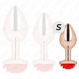 Kink - Rosa Goldener Analstecker mit Roter Rose S