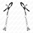 Nippelklemmen mit silberner Glocke am Kettchen Silber 6 cm