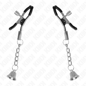 Nippelklemmen mit silberner Glocke am Kettchen Silber 6 cm