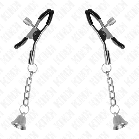 Kink - Silberne Nippelklemmen mit Glockenanhänger 6 cm