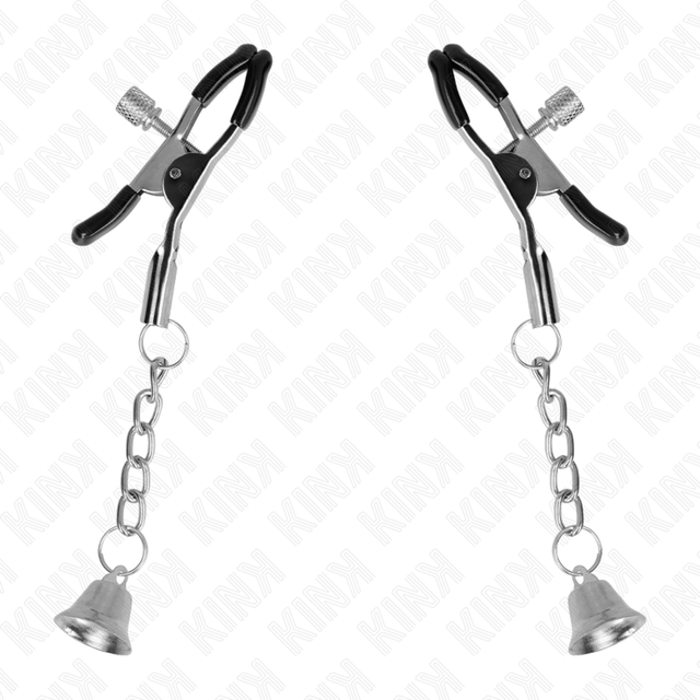 Nippelklemmen mit silberner Glocke am Kettchen Silber 6 cm