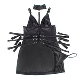 Kleid 954406 Bondage-Kleid aus Leder Schwarz S/M