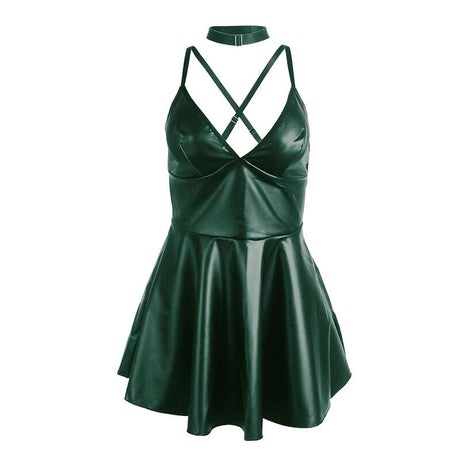 Kleid Kleid mit grünen Lederträgern L/XL