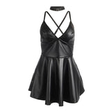 Kleid Kleid mit schwarzen Lederträgern L/XL