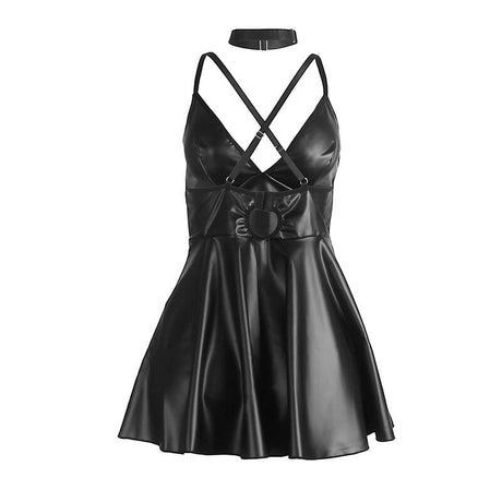 Kleid Kleid mit schwarzen Lederträgern S/M