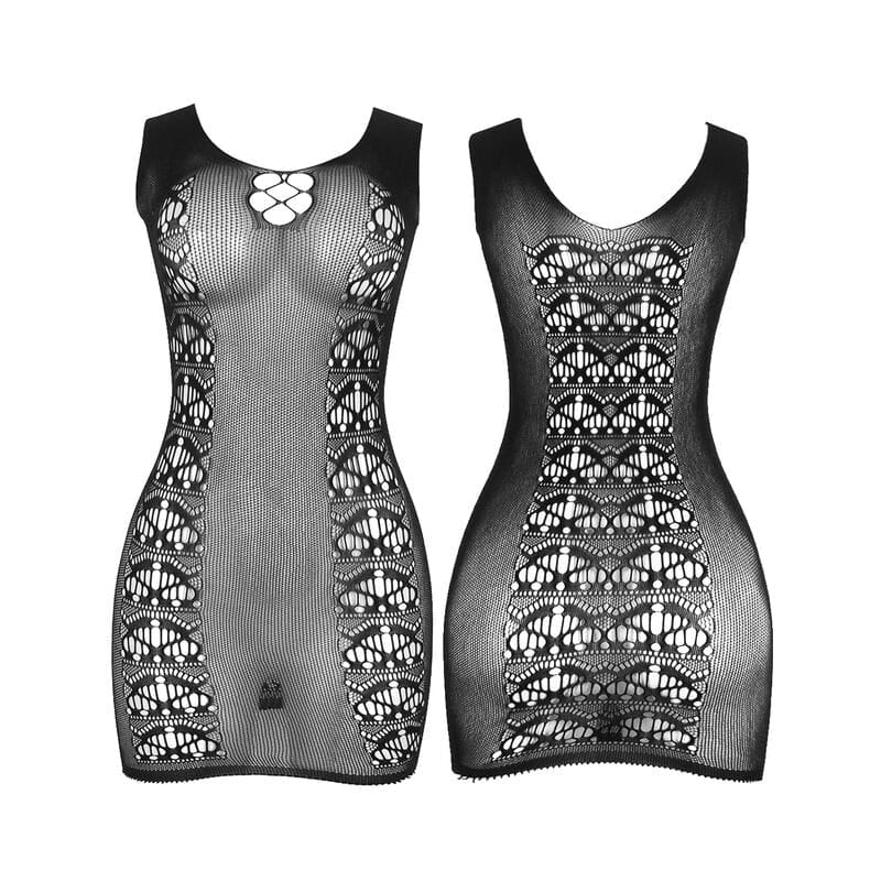 Kleid Kurzes elastisches Netzkleid Schwarz Einheitsgröße – Ansicht 4