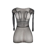 Kleid Kurzes Netzkleid mit nacktem Rücken Eine