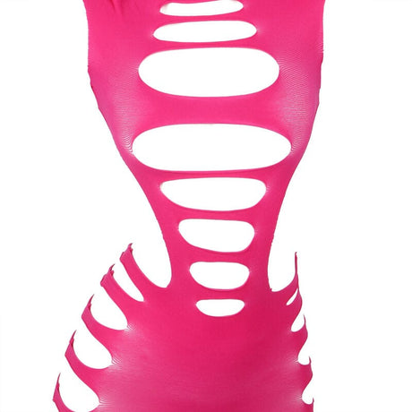 Kleid Langärmeliges elastisches Netzkleid Rosa Eine